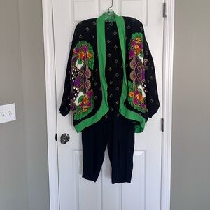 Vibrant Floral Women's Tunic Top, Jacket and Pants Set